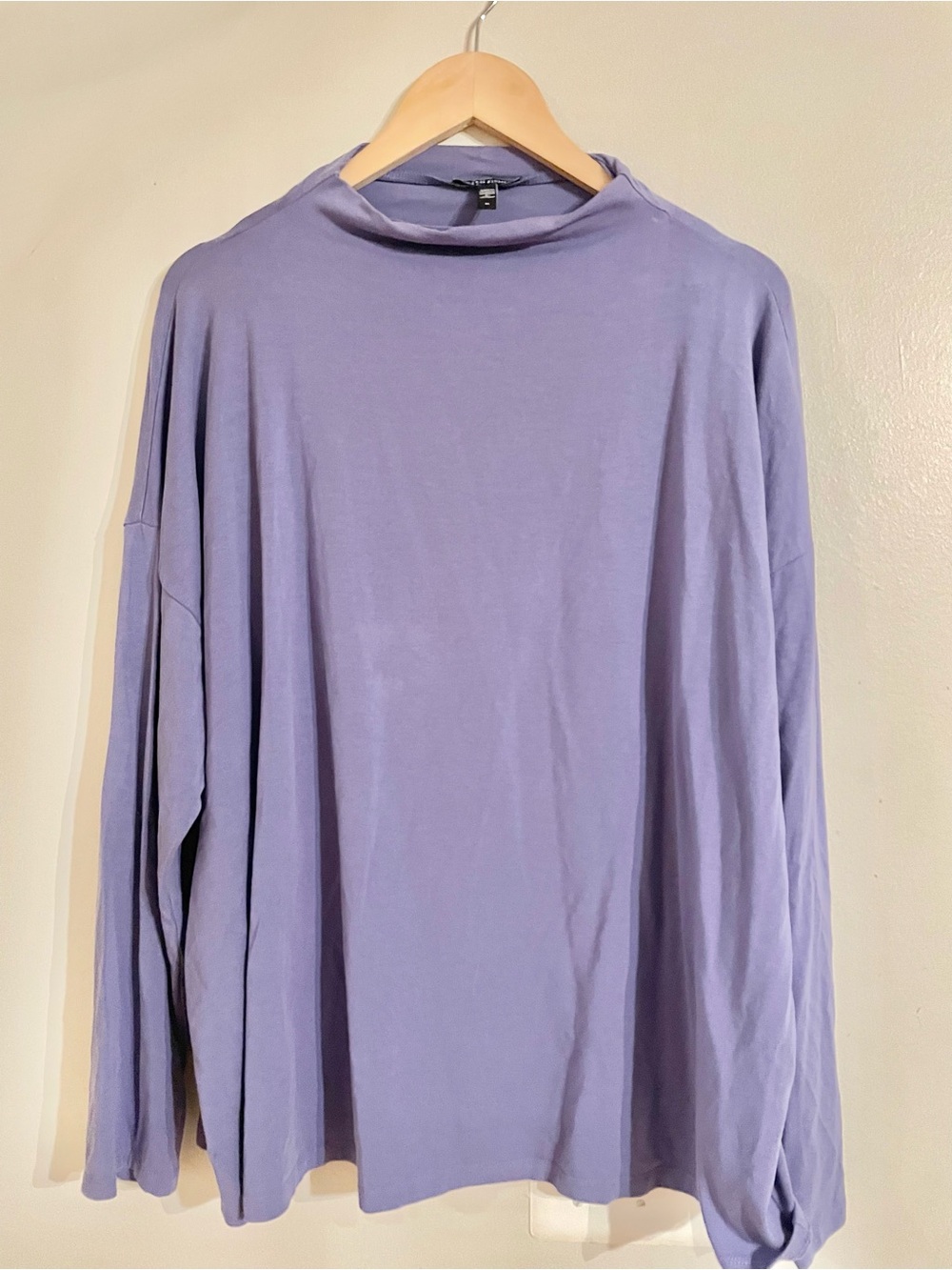 Eileen Fisher Plus Lavender Jersey Mock Neck Long Sleeve Tee Top Blouse 1X- EUC